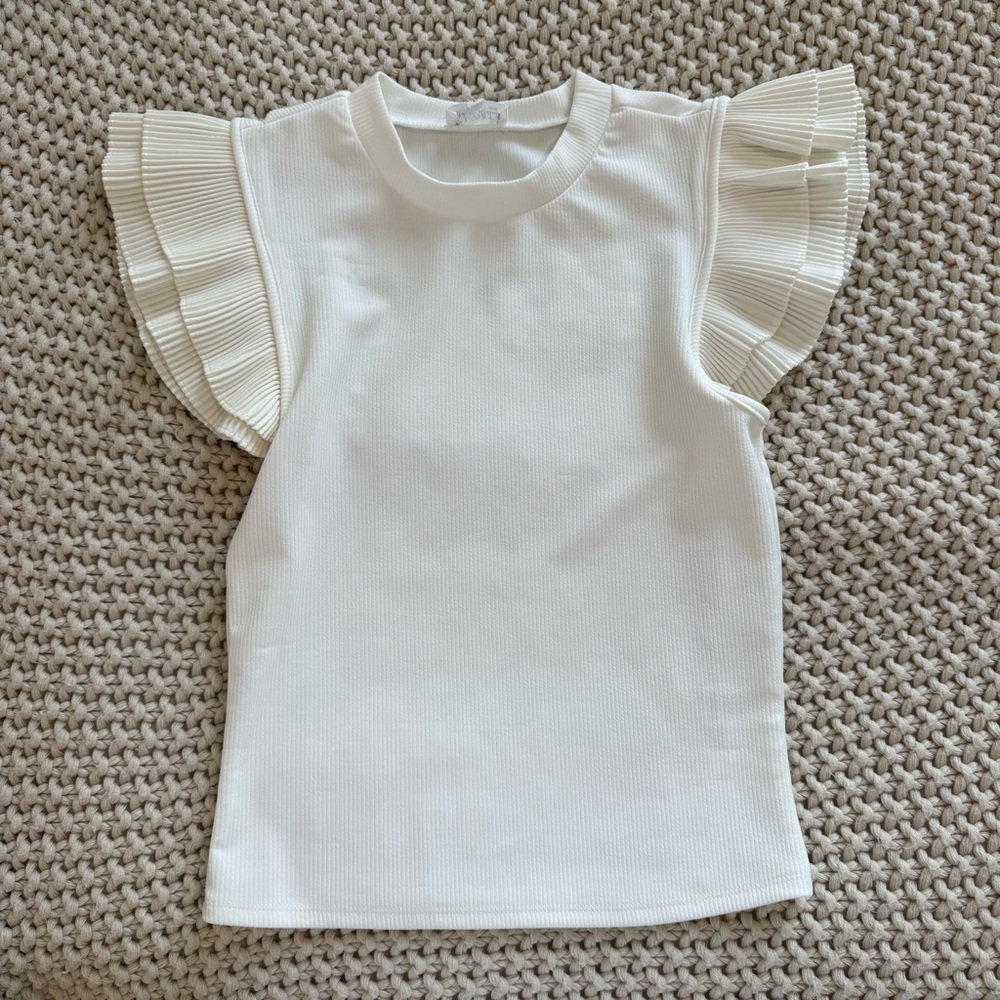 Cream Ruffle Sleeve Top